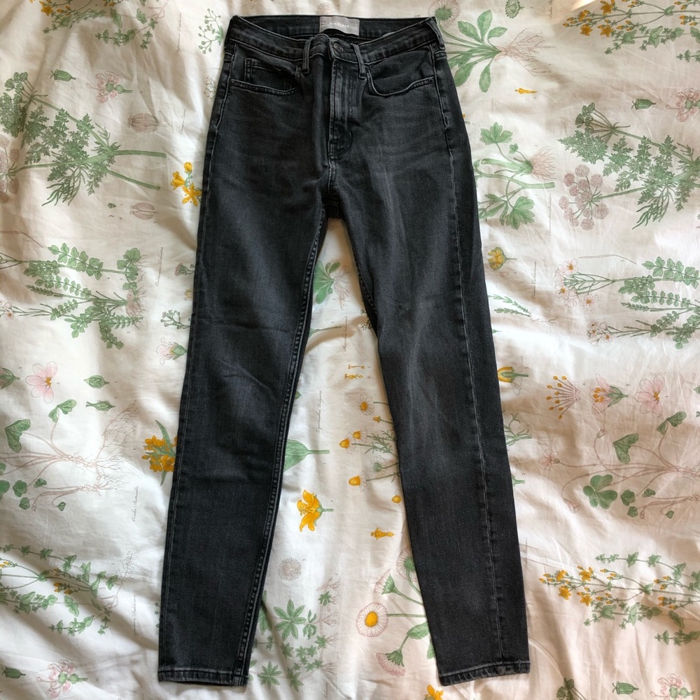 Everlane washed black high waisted skinny jeans